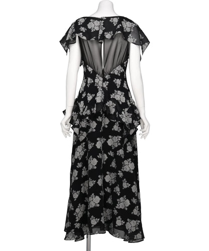 SHEER FLORAL JACQUARD DRESS