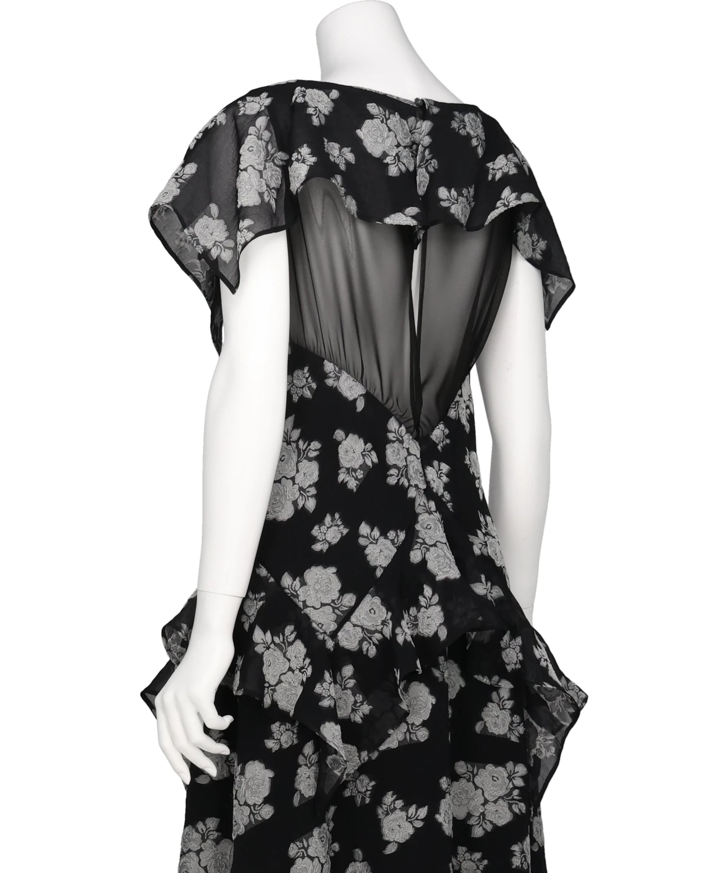 SHEER FLORAL JACQUARD DRESS