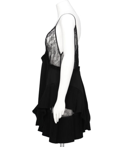 PLEATED MINI SLIP DRESS