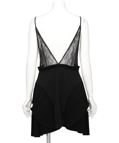PLEATED MINI SLIP DRESS