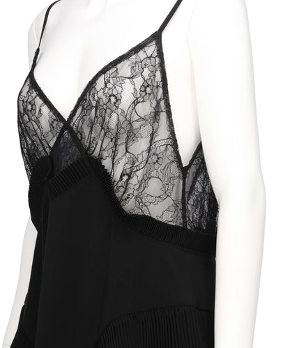 PLEATED MINI SLIP DRESS
