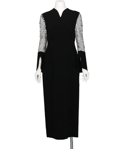 Mame Kurogouchi(マメクロゴウチ) 2026AW TRIACETATE TULE LACE SLEEVE DRESS MM26FW-DR105