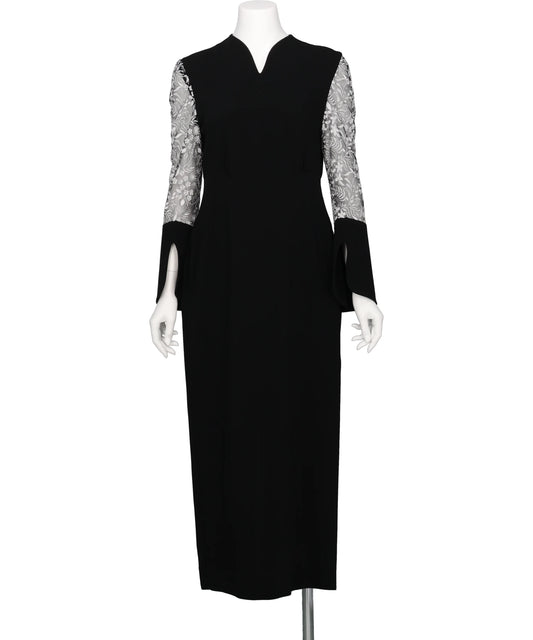 Mame Kurogouchi(マメクロゴウチ) 2026AW TRIACETATE TULE LACE SLEEVE DRESS MM26FW-DR105