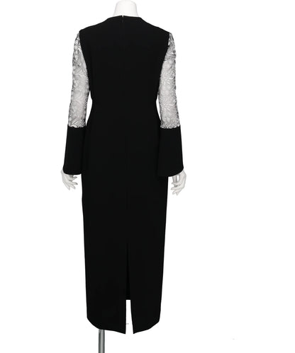TRIACETATE TULE LACE SLEEVE DRESS