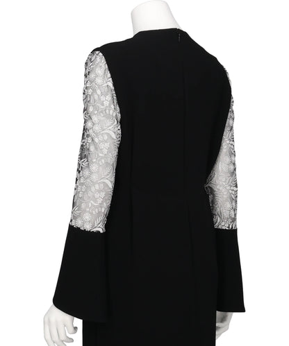 TRIACETATE TULE LACE SLEEVE DRESS