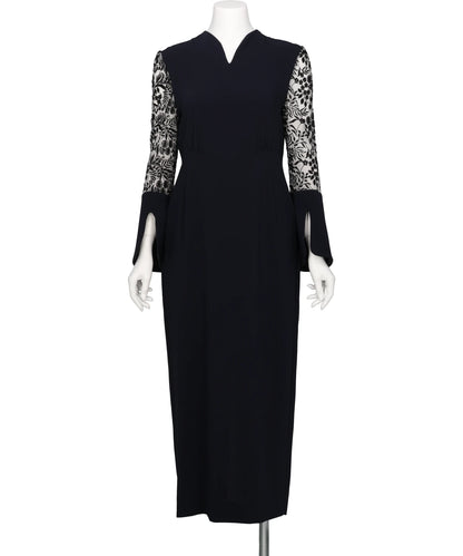 Mame Kurogouchi(マメクロゴウチ) 2026AW TRIACETATE TULE LACE SLEEVE DRESS MM26FW-DR105