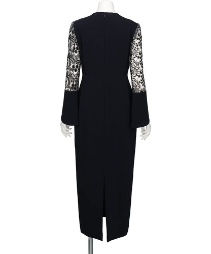 TRIACETATE TULLE LACE SLEEVE DRESS