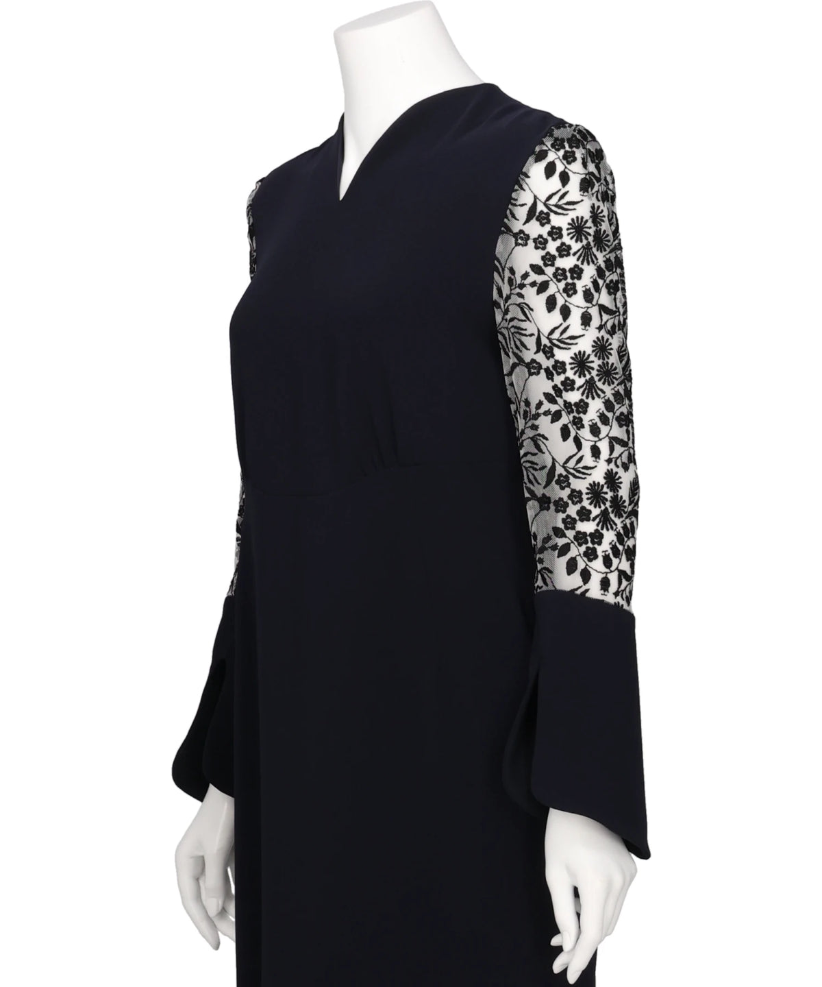 TRIACETATE TULLE LACE SLEEVE DRESS