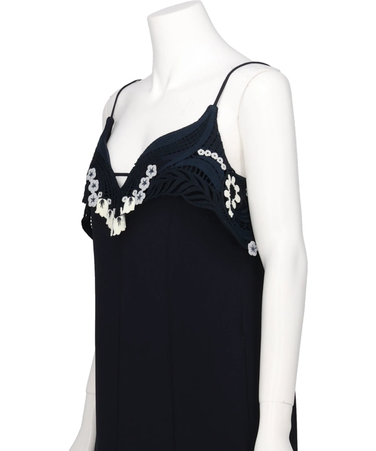TRIACETATE EMBROIDERY CAMISOLE DRESS