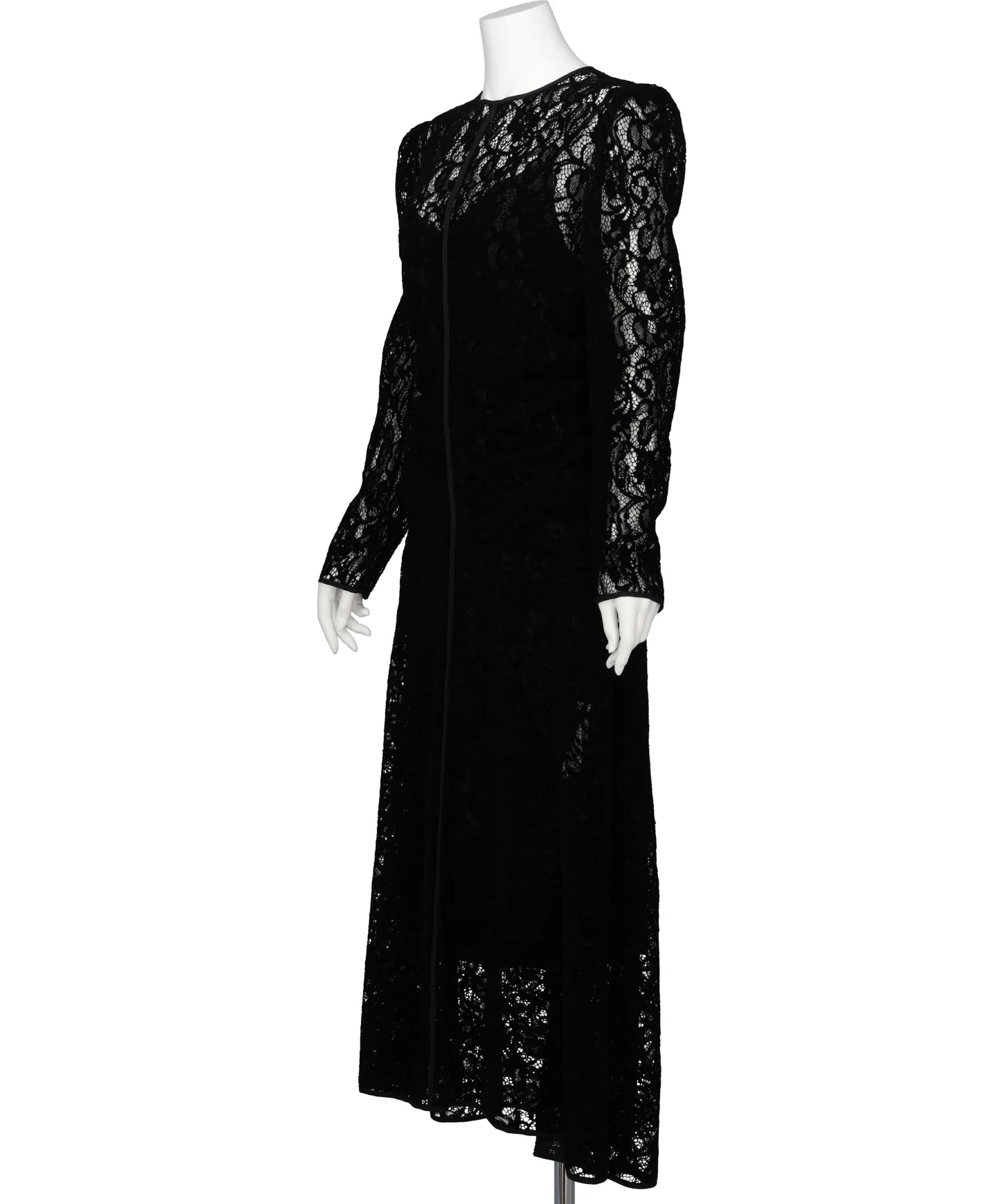 FLOCKED LACE GATHERED DRESS