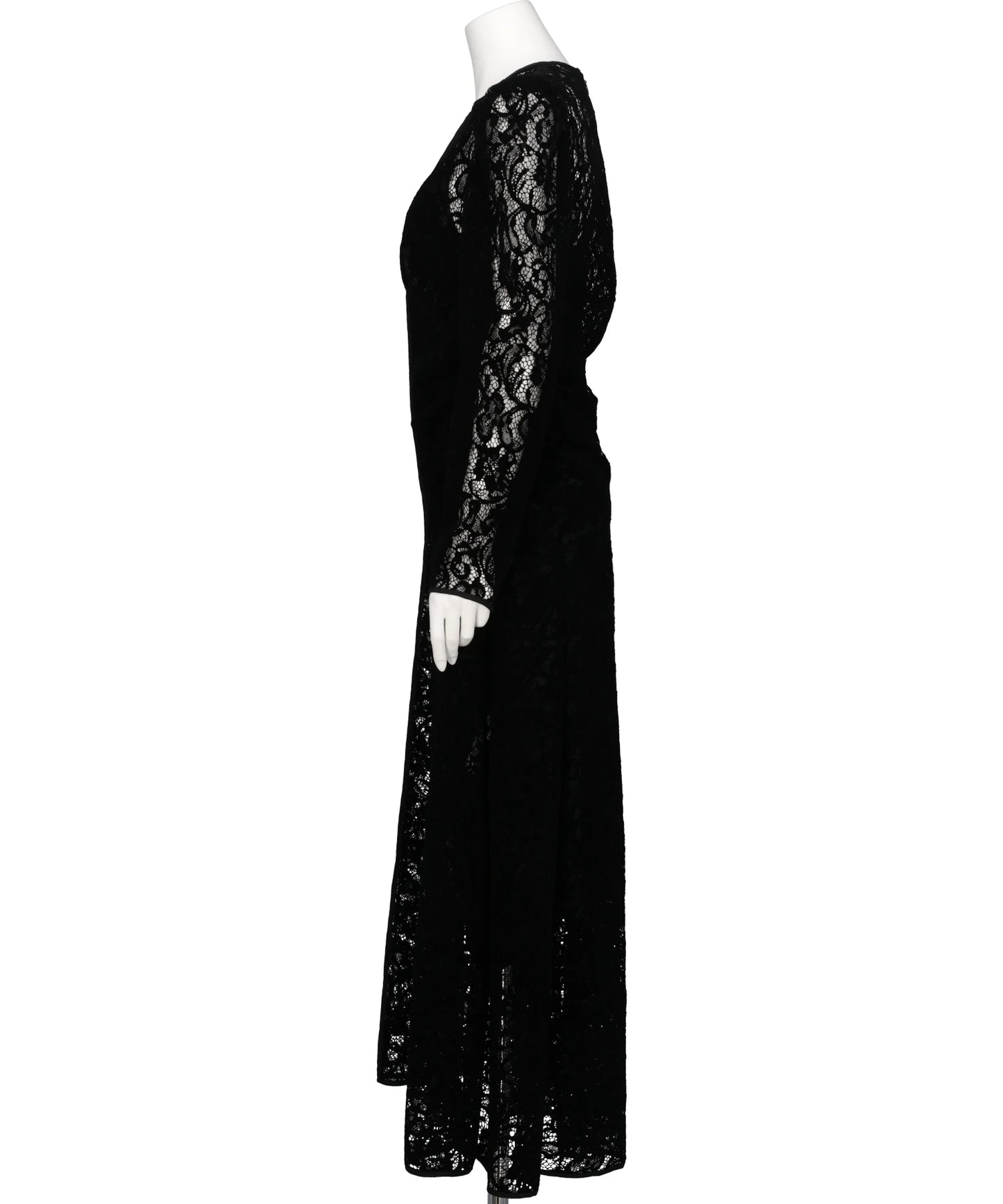 FLOCKED LACE GATHERED DRESS