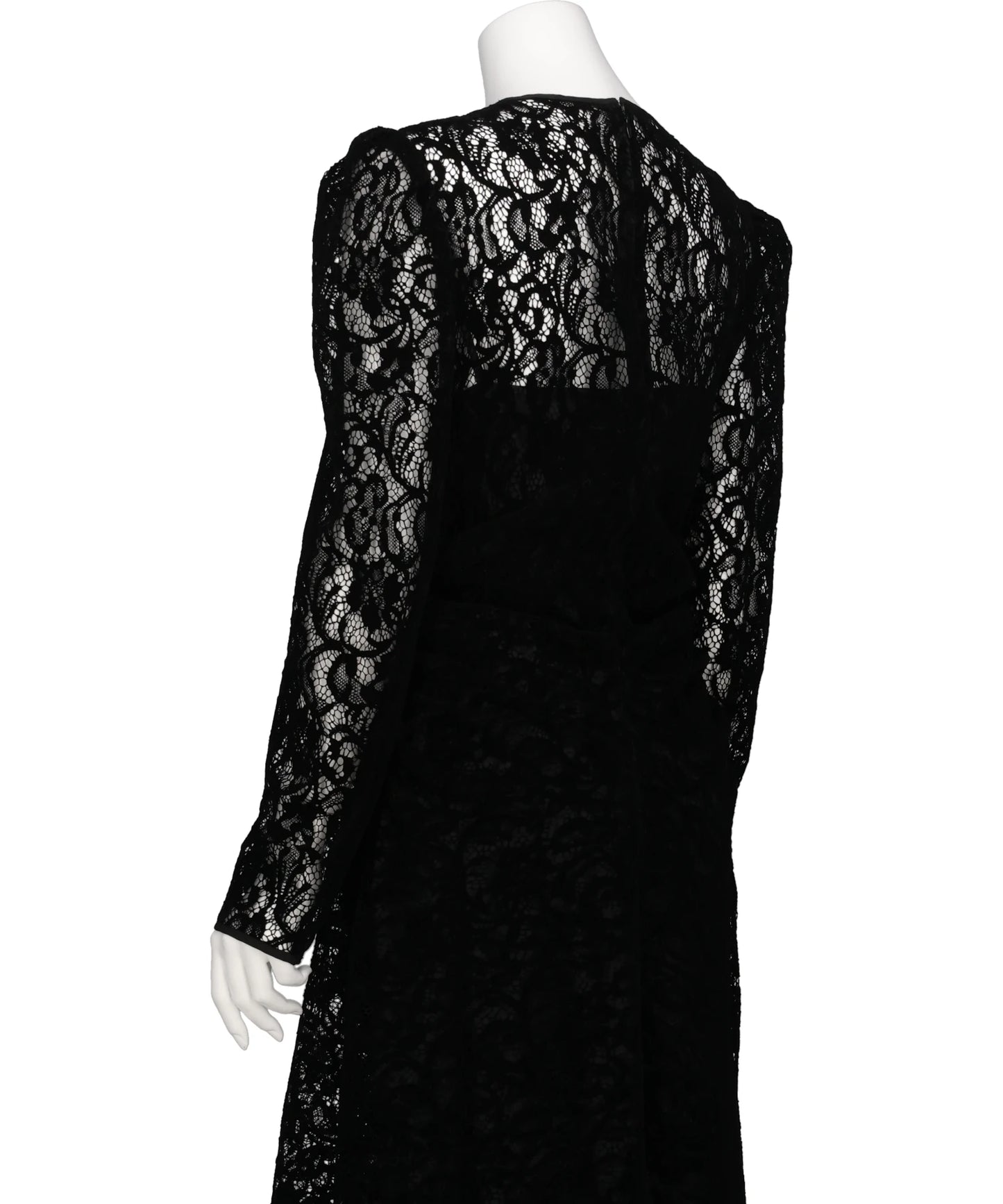 FLOCKED LACE GATHERED DRESS