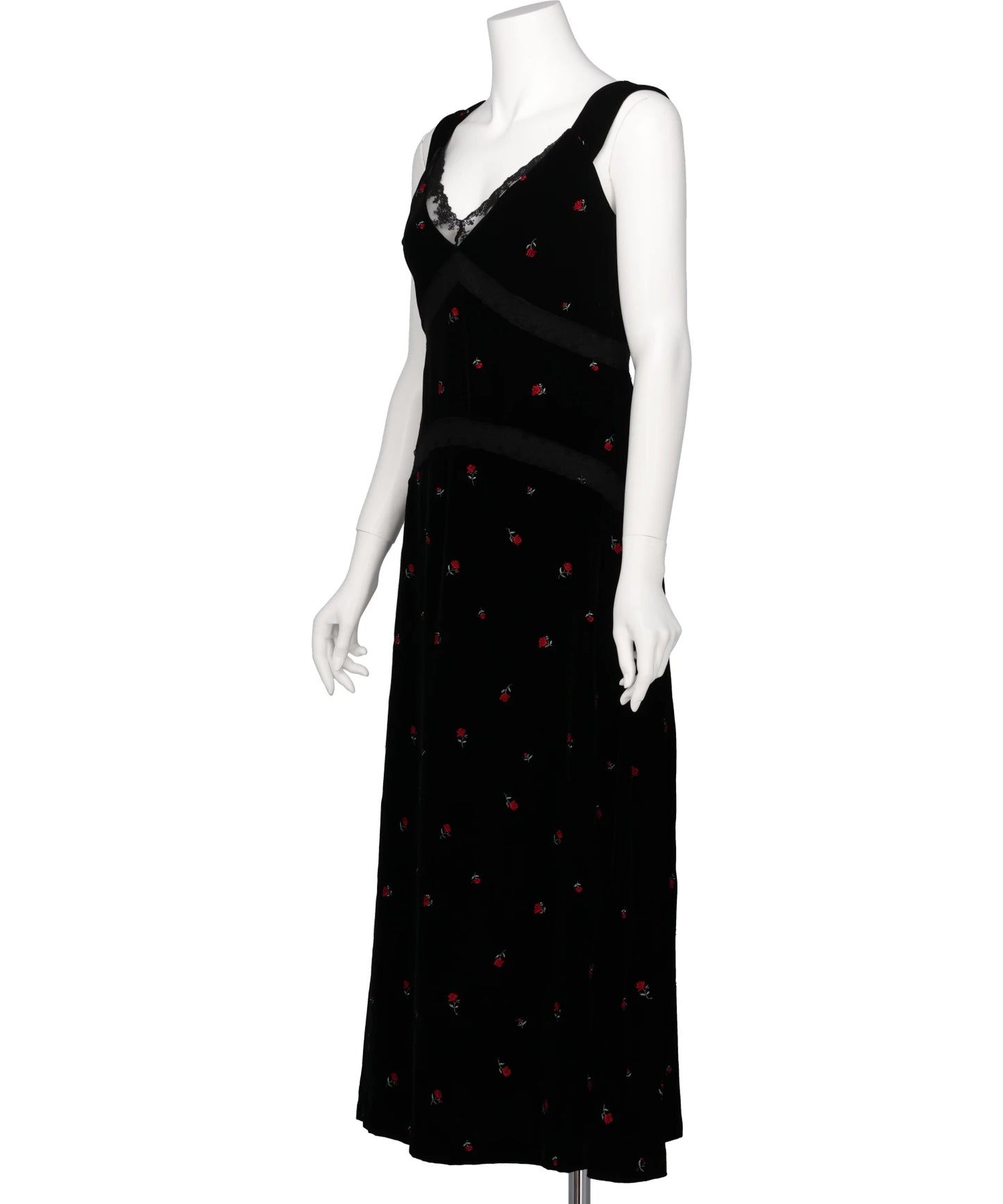 ROSE EMBROIDERED VELVET DRESS