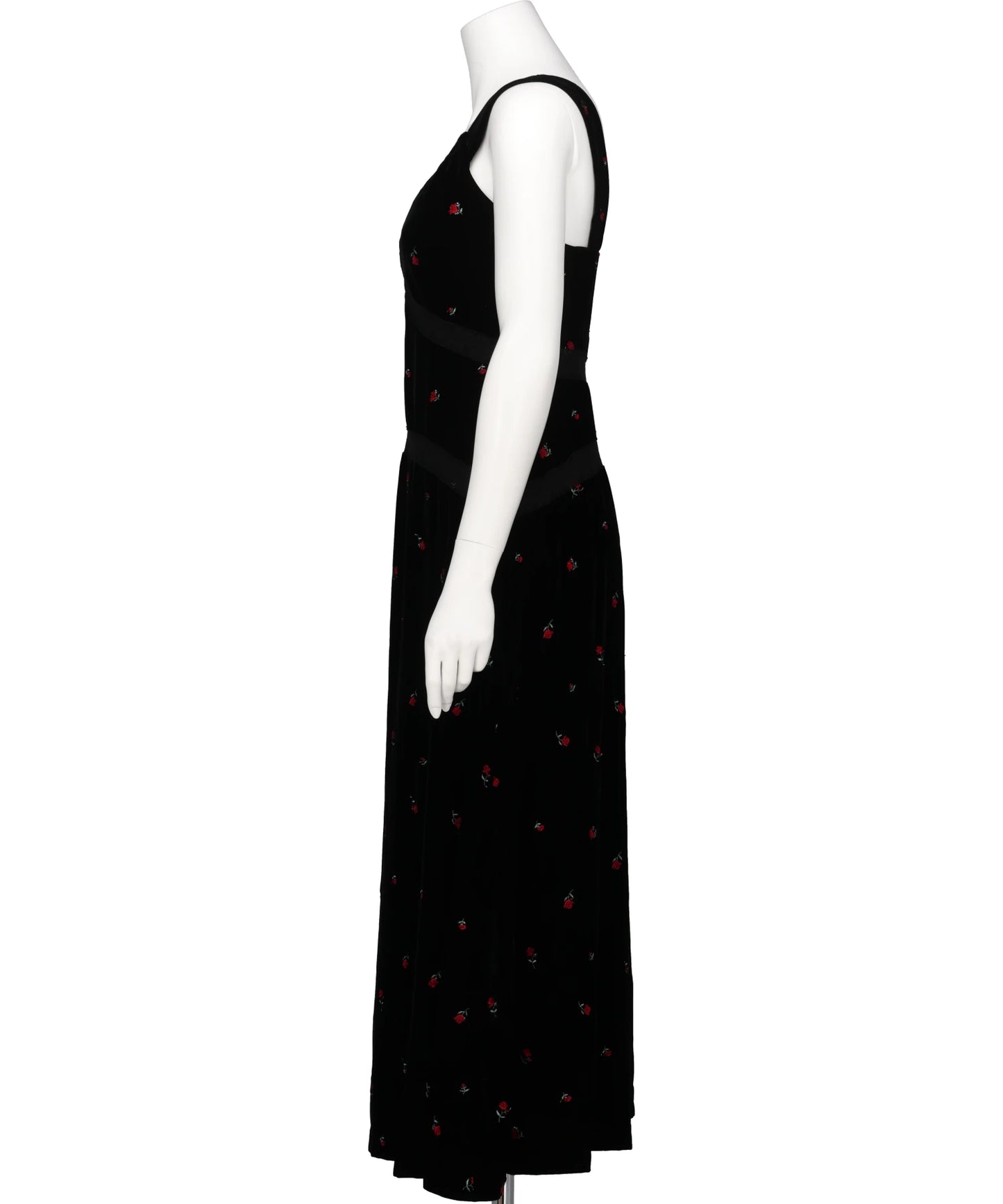 ROSE EMBROIDERED VELVET DRESS