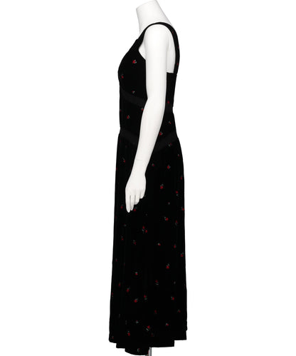 ROSE EMBROIDERED VELVET DRESS