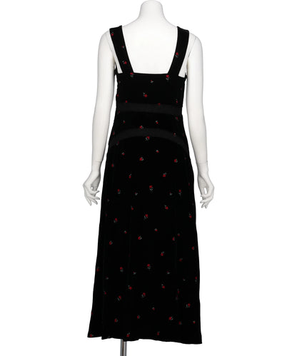 ROSE EMBROIDERED VELVET DRESS