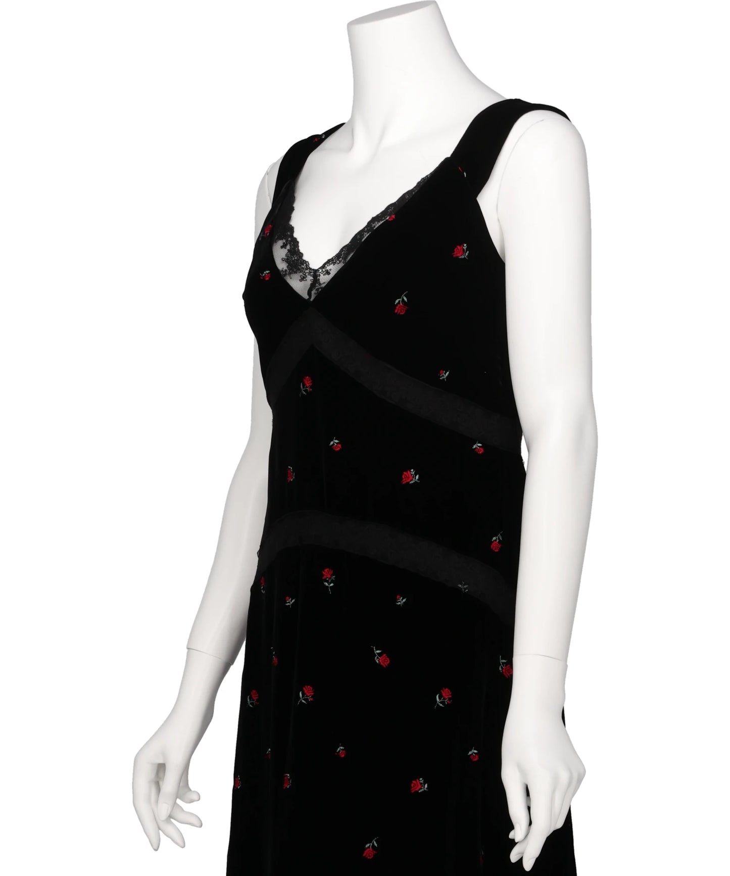 ROSE EMBROIDERED VELVET DRESS