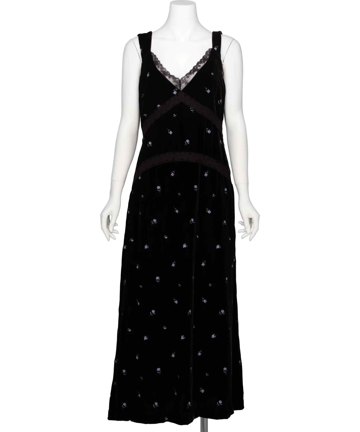 ROSE EMBROIDERED VELVET DRESS