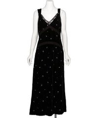 ROSE EMBROIDERED VELVET DRESS