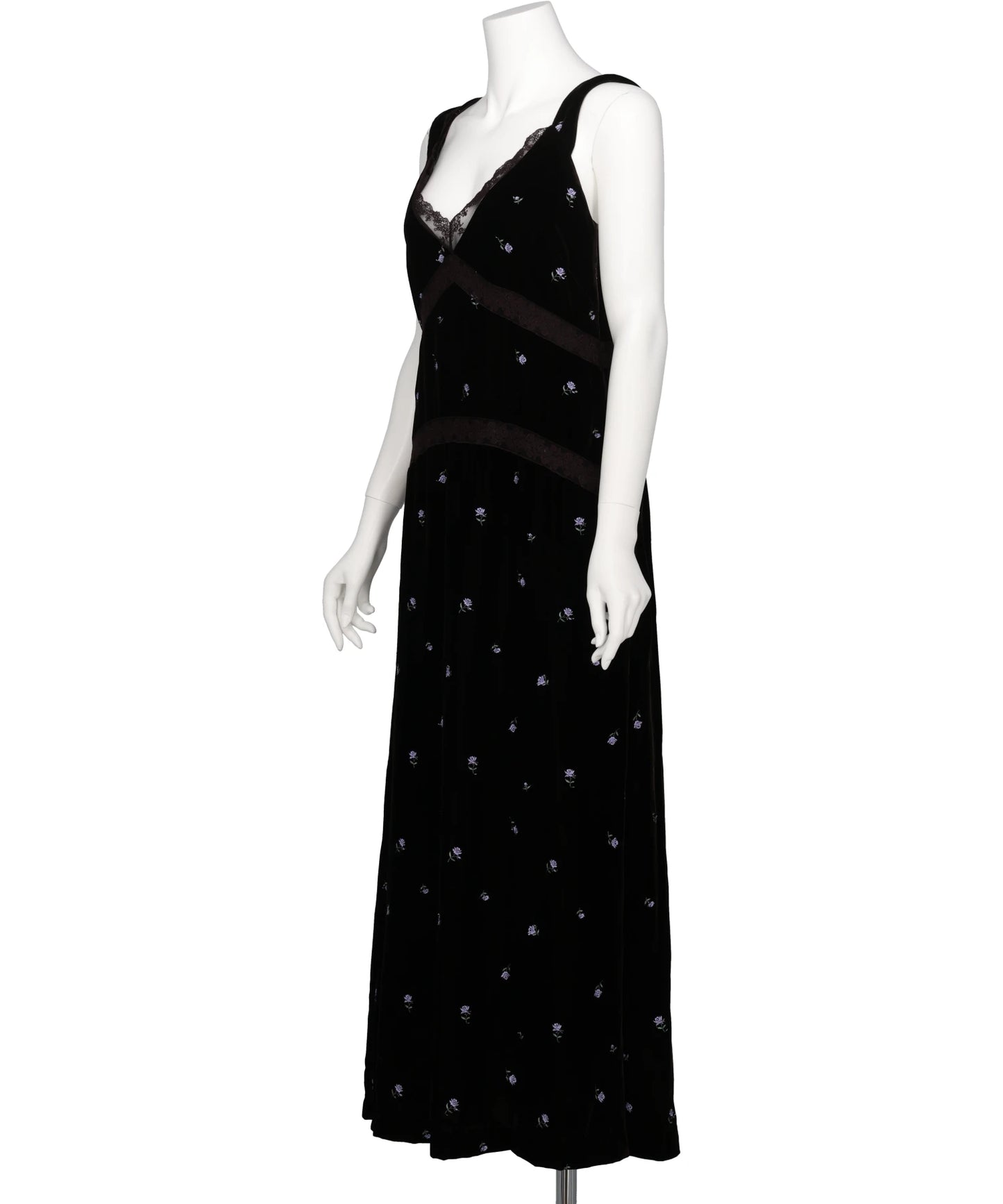 ROSE EMBROIDERED VELVET DRESS