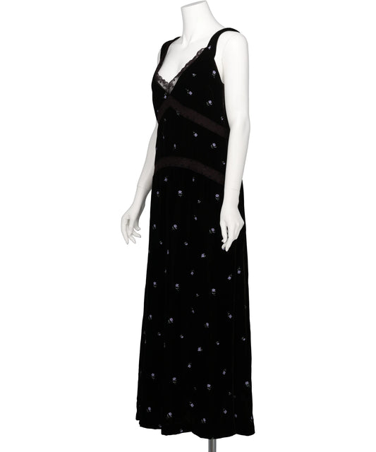 ROSE EMBROIDERED VELVET DRESS