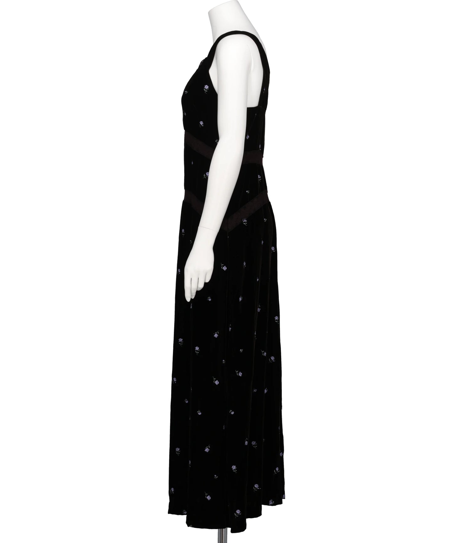 ROSE EMBROIDERED VELVET DRESS