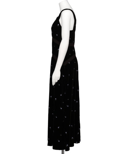 ROSE EMBROIDERED VELVET DRESS