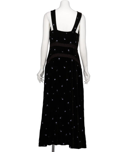 ROSE EMBROIDERED VELVET DRESS
