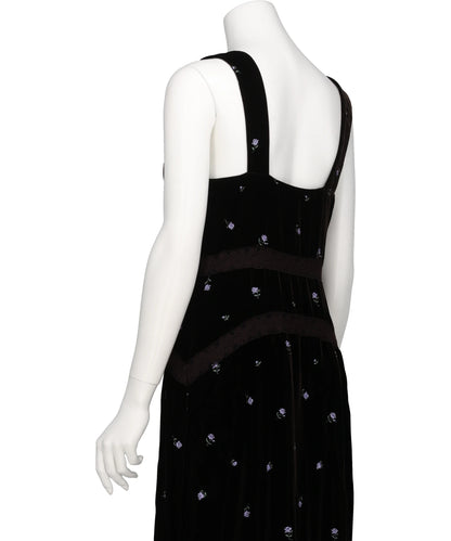 ROSE EMBROIDERED VELVET DRESS