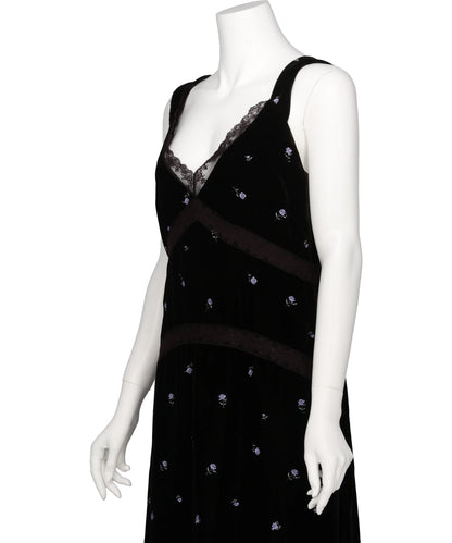 ROSE EMBROIDERED VELVET DRESS