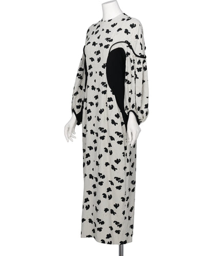 DOUBLE LAYERED FLORAL JACQUARD DRESS