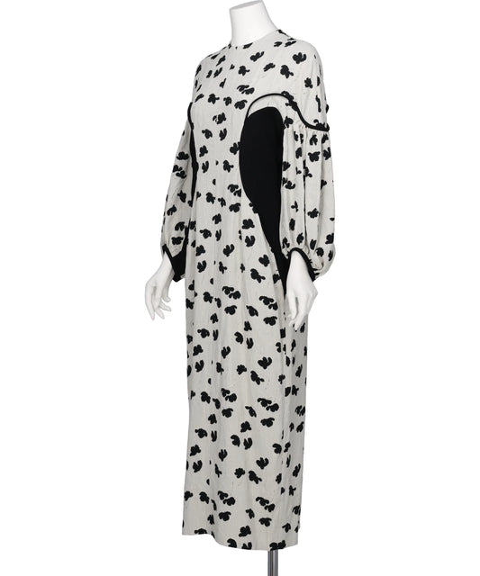 DOUBLE LAYERED FLORAL JACQUARD DRESS