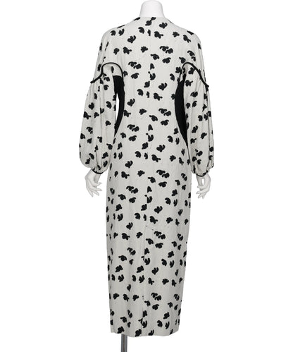 DOUBLE LAYERED FLORAL JACQUARD DRESS