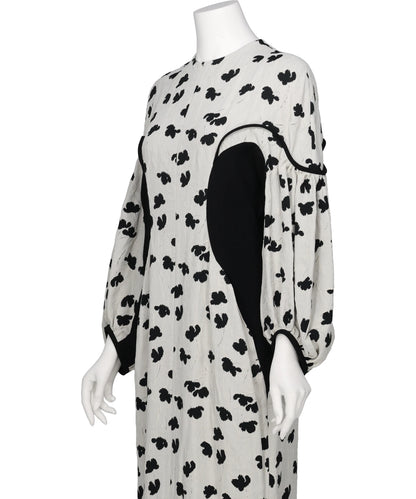 DOUBLE LAYERED FLORAL JACQUARD DRESS