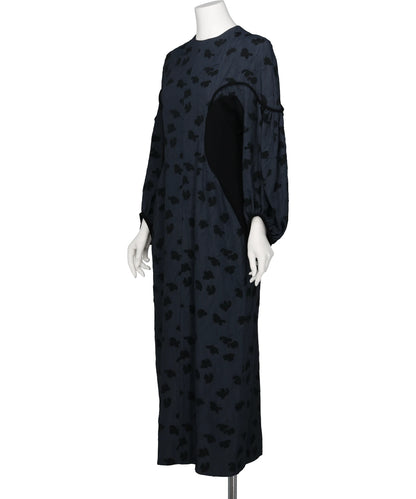 DOUBLE LAYERED FLORAL JACQUARD DRESS