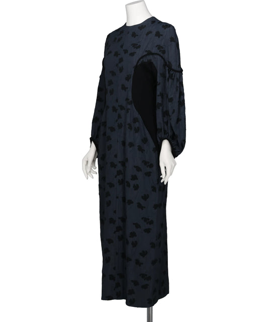 DOUBLE LAYERED FLORAL JACQUARD DRESS