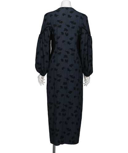 DOUBLE LAYERED FLORAL JACQUARD DRESS