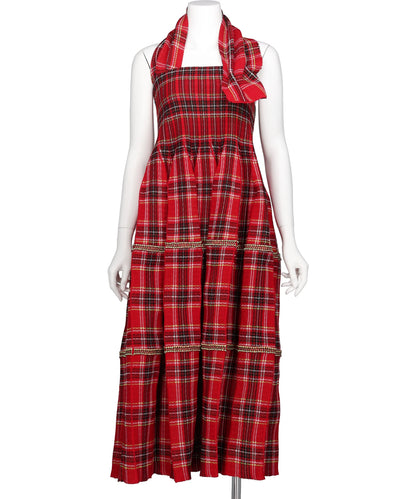 COUNTER TARTAN HALTER DRESS