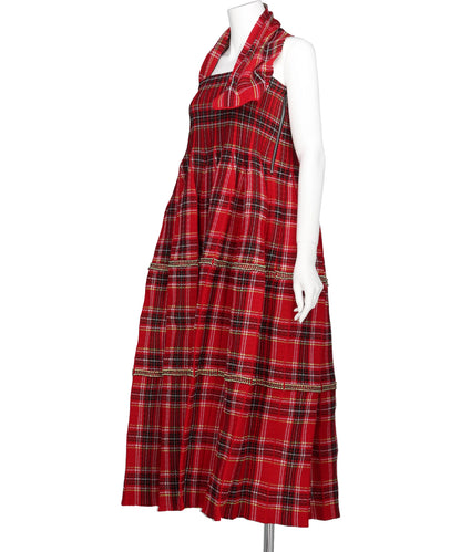 COUNTER TARTAN HALTER DRESS