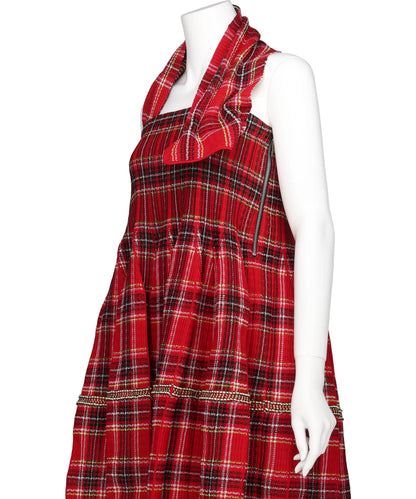 COUNTER TARTAN HALTER DRESS