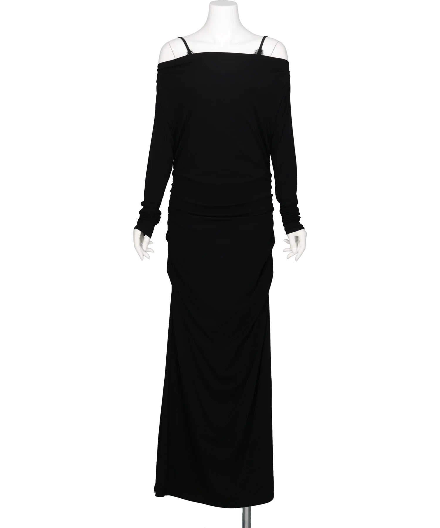 tanakadaisuke　LACE LAYERED DRAPE JERSEY DRESS