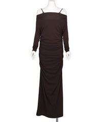 tanakadaisuke　LACE LAYERED DRAPE JERSEY DRESS