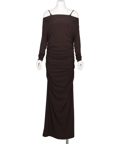 tanakadaisuke　LACE LAYERED DRAPE JERSEY DRESS