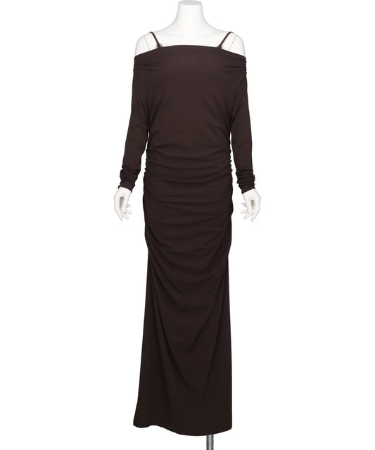 tanakadaisuke　LACE LAYERED DRAPE JERSEY DRESS