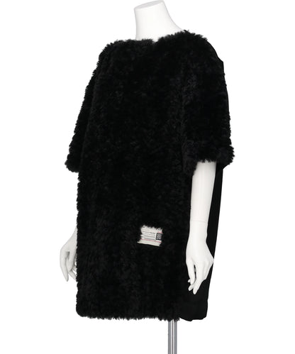 COMBINED FAUX FUR×SATIN DRESS