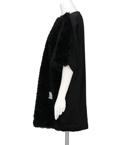 COMBINED FAUX FUR×SATIN DRESS