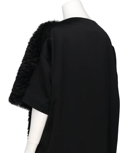 COMBINED FAUX FUR×SATIN DRESS