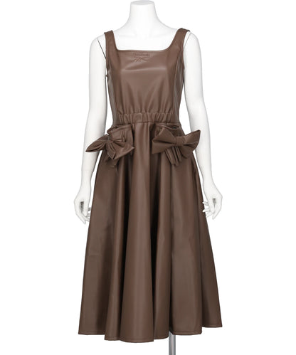 naokitomizuka Reebok FAUX LEATHER DRESS WITH GLOVE