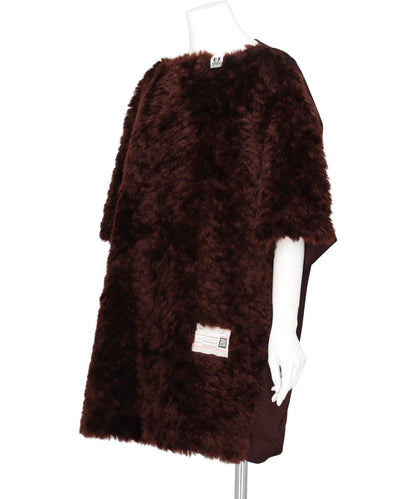 COMBINED FAUX FUR×SATIN DRESS