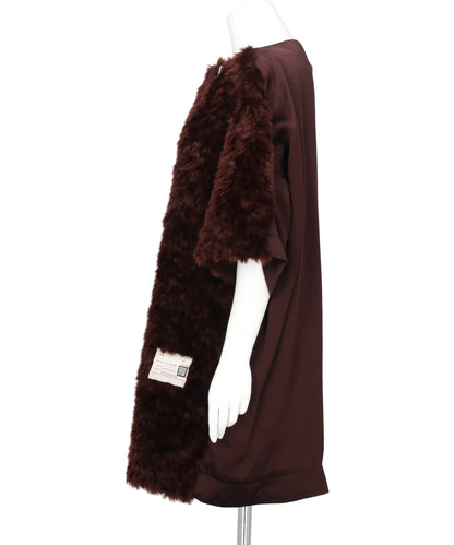 COMBINED FAUX FUR×SATIN DRESS